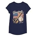 American Flag Baseball Player Bat Fan Catcher Pitcher USA T-Shirt