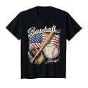 American Flag Baseball Player Bat Fan Catcher Pitcher USA T-Shirt