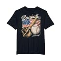 American Flag Baseball Player Bat Fan Catcher Pitcher USA T-Shirt