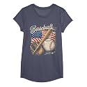 American Flag Baseball Player Bat Fan Catcher Pitcher USA T-Shirt