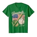 American Flag Baseball Player Bat Fan Catcher Pitcher USA T-Shirt