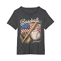 American Flag Baseball Player Bat Fan Catcher Pitcher USA T-Shirt