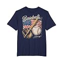 American Flag Baseball Player Bat Fan Catcher Pitcher USA T-Shirt
