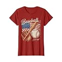 American Flag Baseball Player Bat Fan Catcher Pitcher USA T-Shirt