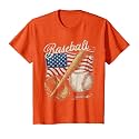 American Flag Baseball Player Bat Fan Catcher Pitcher USA T-Shirt