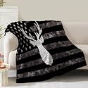 American Flag Deer Blanket Gifts for Boys Men Women Girls Birthday Christmas Valentine Presents US Flag Theme Decor Bedroom Living Room Couch Sofa Bed Soft Cozy Kids Adults Teen Fleece Throws 60"x50"