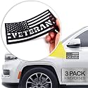 American Flag Magnets for Trucks &amp; Cars (3 Pack) - Veteran Edition + Bonus Reverse Design | Magnetic US Flags Cut-Out | Powerful Magnet - Will Not Fall off Your Vehicle | Black | Not for Aluminum Cars