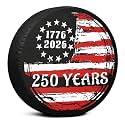 American Flag Spare Tire Cover 1776-2026 250 Years Vintage Patriotic Design, Weatherproof Dust-Proof Sun Protection Wheel Cover for Truck SUV RV Camper Trailer Outdoor Accessories