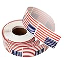 American Flag Stickers - USA Flags - 1.18" X 1.96" 500 Per Roll Patriotic Stickers, Perfect for Parades, Events and Military Support
