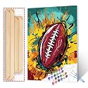American Football Paint by Numbers for Adults Graffitic Pop Art DIY Digital Oil Painting Kits Canvas with Brushes Sport Acrylic Pictures Home Decor Gifts Modern Paintwork 16x20inch Gift(DIY Frame)