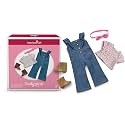 American Girl Truly Me, 18-inch Doll Clothes, Western Flowers Denim Jumpsuit, with Cowboy Boots, Ages 6+
