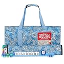 American Mahjong Game Set, 166 Quality White Tiles, 4 All-in-One Color Rack/Pushers, Mahjong Tile Set with Light Blue Printed Carrying Bag