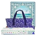 American Mahjong Game Set, Acrylic Mahjong Set with Ocean Themed, 2 Carrying Bags, 4 Acrylic Racks with Pushers, Silent Mat &amp; 3 Dice – Portable American Mahjong Game Set for Adults, Game &amp; Travel