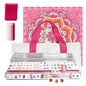 American Mahjong Game Set, Portable Carrying Bag,Acrylic 160 Tiles,Western Mahjong Tiles Set,Complete Ma Jong Set (Rose Red)