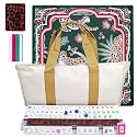 American Mahjong Game Set, Portable Carrying Bag,Acrylic 160 Tiles,Western Mahjong Tiles Set,Complete Ma Jong Set (Amber)