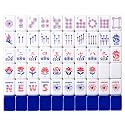 American Mahjong Tile Set – 160 4-Layer Acrylic Tiles, 4 All-in-One Mahjong Tile Racks & Pushers, American Classic Culture Design, 100 Chips, 3 Golden Dice, Vintage Leather Case
