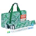 American Mahjong Tile Set, 166 White Tiles Mahjong Set, 4 Transparent All-in-One Rack/Pushers, Travel Game Set with Green Printed Carrying Bag