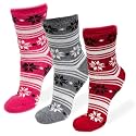 American Mammoth 3 Pairs Cozy Cabin Socks for Women - Aloe Infused Fuzzy Fluffy Comfortable Socks