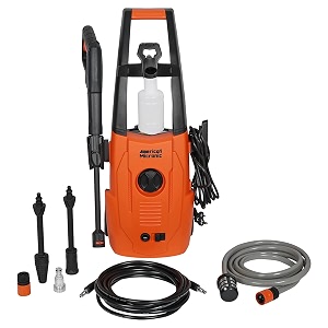 american micronic 1700w high pressure washer  140 bar powerful jet  65 lmin flow  auto stop  6 m outlet hose  isi marked  4 m power cord  home amp car pressure washer black amp red
