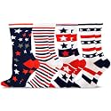 American Patriotic Stars and Stripes Crew Knee High Low Cut Ankle Novelty Socks for Men and Women Multipair