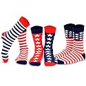 American Patriotic Stars and Stripes Crew Knee High Low Cut Ankle Novelty Socks for Men and Women Multipair