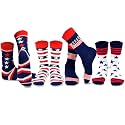 American Patriotic Stars and Stripes Crew Knee High Low Cut Ankle Novelty Socks for Men and Women Multipair
