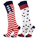 American Patriotic Stars and Stripes Crew Knee High Low Cut Ankle Novelty Socks for Men and Women Multipair