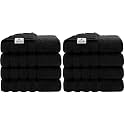 American Soft Linen Luxury 4 Piece Bath Towel Set, 600 GSM 100% Cotton Turkish Bath Towels for Bathroom, 27x54 in Extra Large Bathroom Shower Towels, Black (Pack of 2)