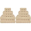 American Soft Linen Luxury 6 Piece Towel Set, 2 Bath Towels 2 Hand Towel 2 Washcloths, 600 GSM 100% Cotton Turkish Towels for Bathroom, Beige Towel Sets (Pack of 2)
