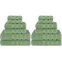 American Soft Linen Luxury 6 Piece Towel Set, 2 Bath Towels 2 Hand Towel 2 Washcloths, 600 GSM 100% Cotton Turkish Towels for Bathroom, Sage Green Towel Sets (Pack of 2)