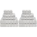 American Soft Linen Luxury 6 Piece Towel Set, 2 Bath Towels 2 Hand Towel 2 Washcloths, 600 GSM 100% Cotton Turkish Towels for Bathroom, Silver Grey Towel Sets (Pack of 2)