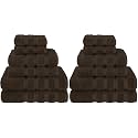 American Soft Linen Luxury 6 Piece Towel Set, 2 Bath Towels 2 Hand Towel 2 Washcloths, 600 GSM 100% Cotton Turkish Towels for Bathroom, Brown Towel Sets (Pack of 2)