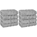 American Soft Linen Luxury Hand Towels for Bathroom, 600 GSM 100% Cotton Turkish 4 Piece Hand Towel Set, 600 GSM Hand Face Towels for Kitchen, Light Grey Hand Towels (Pack of 2)