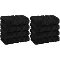 American Soft Linen Luxury Hand Towels for Bathroom, 600 GSM 100% Cotton Turkish 4 Piece Hand Towel Set, 600 GSM Hand Face Towels for Kitchen, Black Hand Towels (Pack of 2)