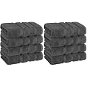 American Soft Linen Luxury Hand Towels for Bathroom, 600 GSM 100% Cotton Turkish 4 Piece Hand Towel Set, 600 GSM Hand Face Towels for Kitchen, Dark Gray Hand Towels (Pack of 2)