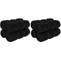American Soft Linen Luxury Washcloths for Bathroom, 600 GSM 100% Cotton 4 Piece Turkish Wash Cloth Set, 13x13 in Soft Rags for Body and Face, Black Washcloths (Pack of 2)