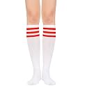 American Trends Women's Knee High Socks,Retro Striped Athletic Tube Socks for Softball, Cheer, School Spirit Week &amp; Field Day
