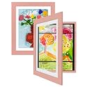 Americanflat - 2 Pack - Kids Artwork Frame Changeable (Pink) - Magnetic Door Holds 100 Art Pieces - 8.5x11 Letter Size Display with Mat or 10x12.5 Without Mat - My Mini Masterpiece