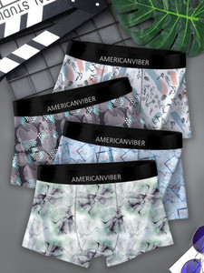 Americanviber Pack of 4 Floral Print Men