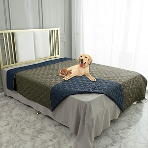 ameritex waterproof dog blanket for bed couch sofa 68x82 inches greennavy blue