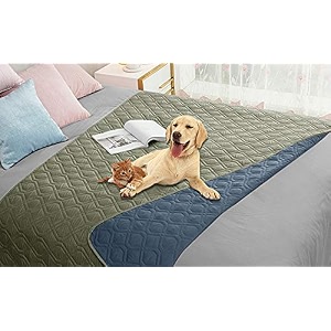 ameritex waterproof dog blanket for bed couch sofa 52x82 inches greennavy blue