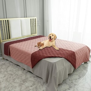 ameritex waterproof dog blanket for bed couch sofa 82x82 inches pinkburgundy