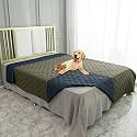 Ameritex Waterproof Dog Blanket for Bed Couch Sofa (82x102 Inches, Green+Navy Blue)