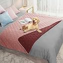Ameritex Waterproof Dog Blanket for Bed Couch Sofa (68x82 Inches, Pink+Burgundy)