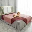 Ameritex Waterproof Dog Blanket for Bed Couch Sofa (82x102 Inches, Pink+Burgundy)