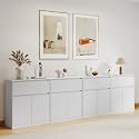 AMERLIFE 126" DIY Modular Storage Cabinet, 4-Piece 2-Door 1-Drawer Cabinet