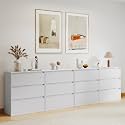 AMERLIFE 126" W DIY Modular Storage Cabinet, 4-Piece 3-Drawer Cabinet