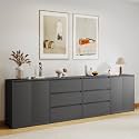 AMERLIFE 126" W DIY Modular Storage Cabinet, 4-Piece Mixed Storage Units