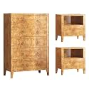 AMERLIFE 3-Piece Mid-Century Bedroom Set, 2 Nightstands & 5-Drawer Dressers