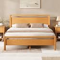AMERLIFE Minimalist Full Size Solid Wood Bed Frame with Headboard